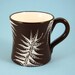 Oversized Coffee Mug White Leaves on Chocolate Brown