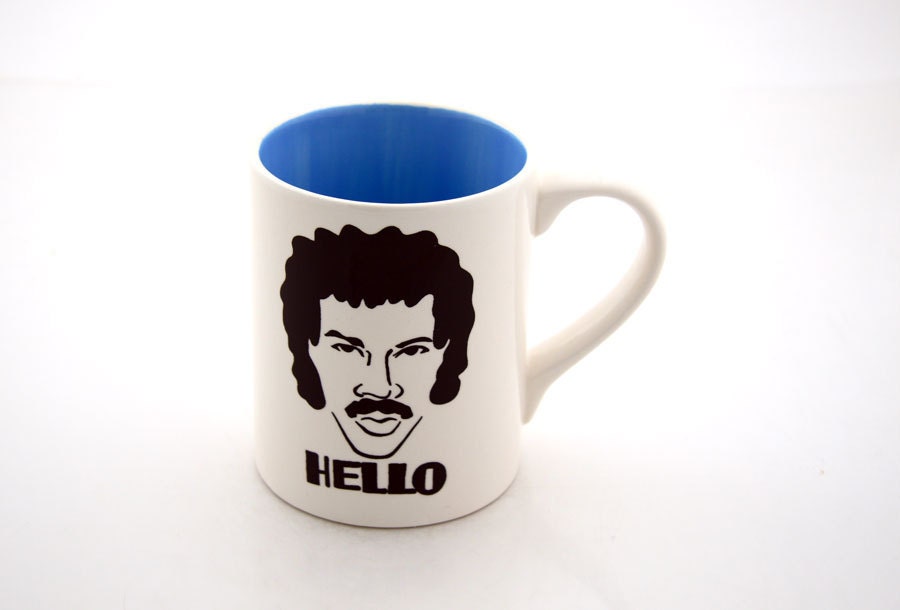 Lionel Richie Mug Hello THE ORIGINAL Turquoise Blue Interior