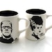 Mr and Mrs Mug Set Frankenstein and Bride Black/White Funny Wedding Gift