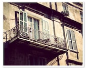 New Orleans Window Photography / New Orleans Art / 8x10 / French Quarter Architecture photo / Beige Decor / Green shutters / Rustic Decor