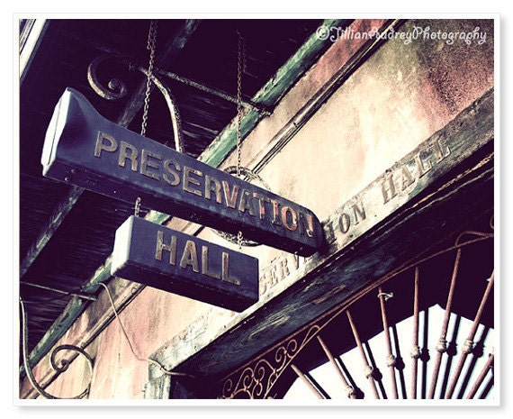 Preservation Hall New Orleans Photograph 8x10 fine art photo print - French Quarter architecture - jazz brown harvest gold - Mardi Gras