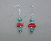 Turquoise and Coral Earrings