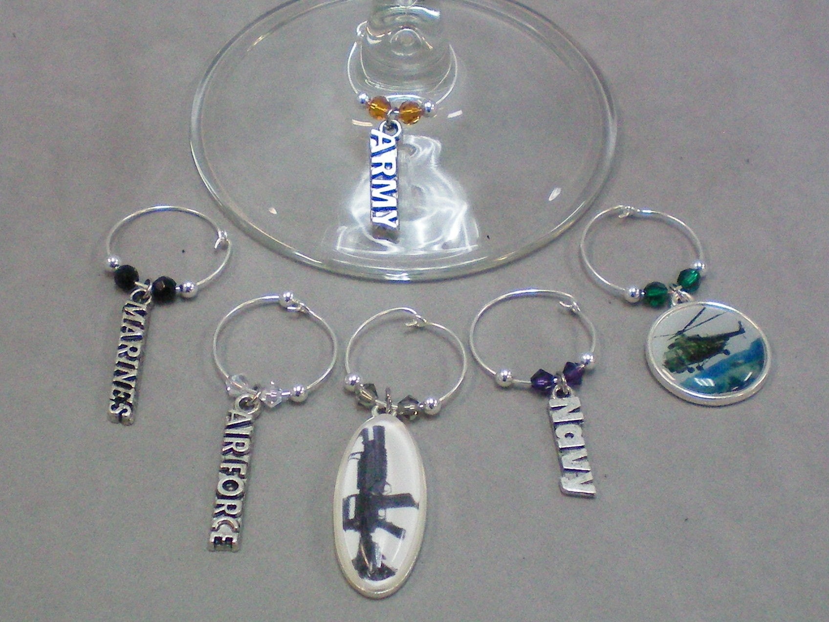 Military Wine Charms