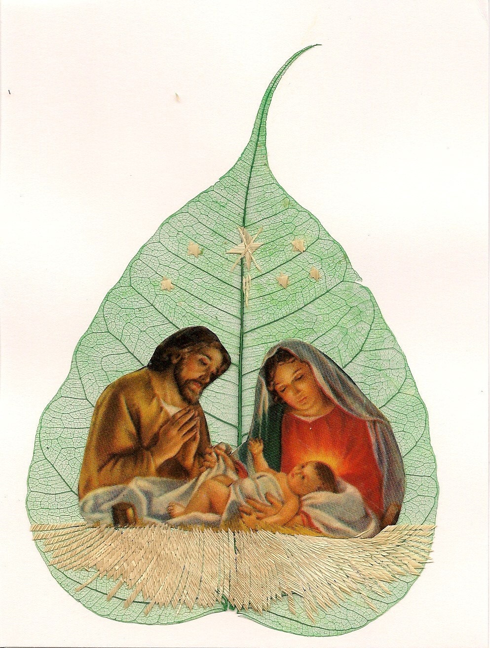 No 2 leaf or leaf art alike. Handmade nativity scene on leaf, Original, keepsake Christmas gift Etsy art