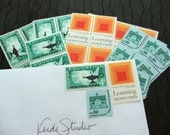 Learning Never Ends  .. UNused Vintage Postage Stamps  .. post 5 letters