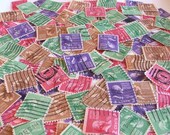 SALE .. 50 Vintage Postage Stamps - Three Presidential Gents and a Lady