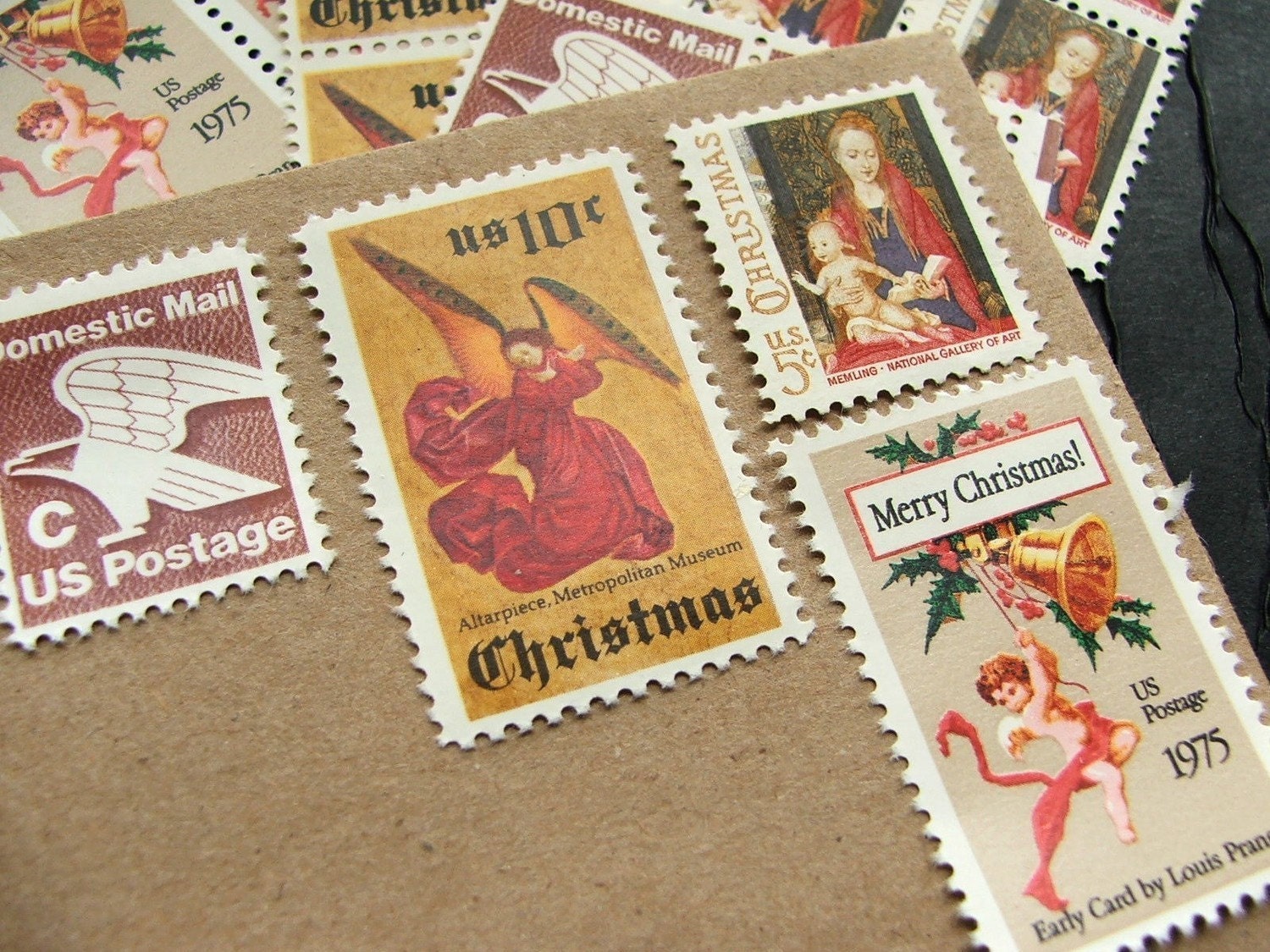 Christmas .. Angel Wings .. UNused Vintage Postage Stamps  .. post 5 letters