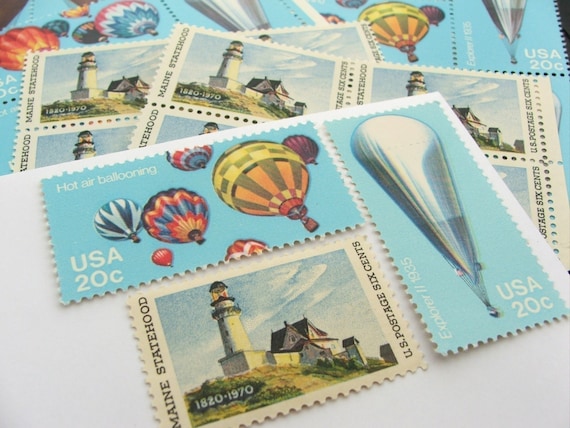 Ballooning .. UNused Vintage Postage Stamps .. post 5 letters
