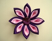 Pink and Deep Purple Flower Kanzashi Hair Clip