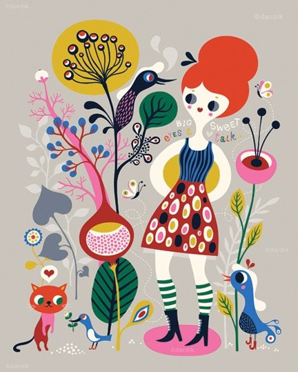 sweet talk... limited edition giclee print of an original illustration (8 x 10 in)