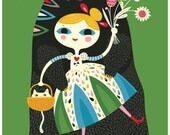 Goldie and the Bear Hugs - limited edition giclee print of an original illustration (8 x 10 in)