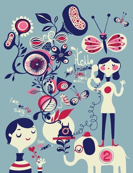 sweet anticipation... limited edition giclee print of an original illustration (8.5 x 11)