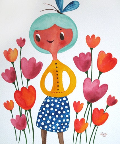 June's flowers... original watercolor