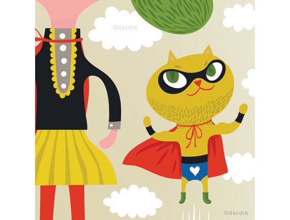 I feel like a SUPER today - limited edition giclee print of an original illustration (8 x 10 in)
