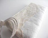 Clutches, bridal accessories,  "Modern Lacy KeepBag," Ivory/cream with hand cut lace