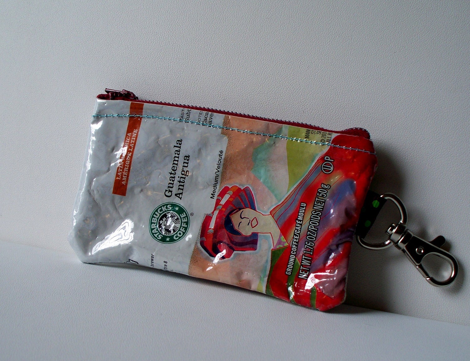 Upcycled Starbucks bag into coin purse. Coffee bag