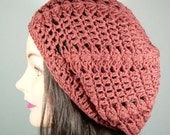 Segmented Beret Hat, Tam Hat or Snood in Rust, Cotton Blend