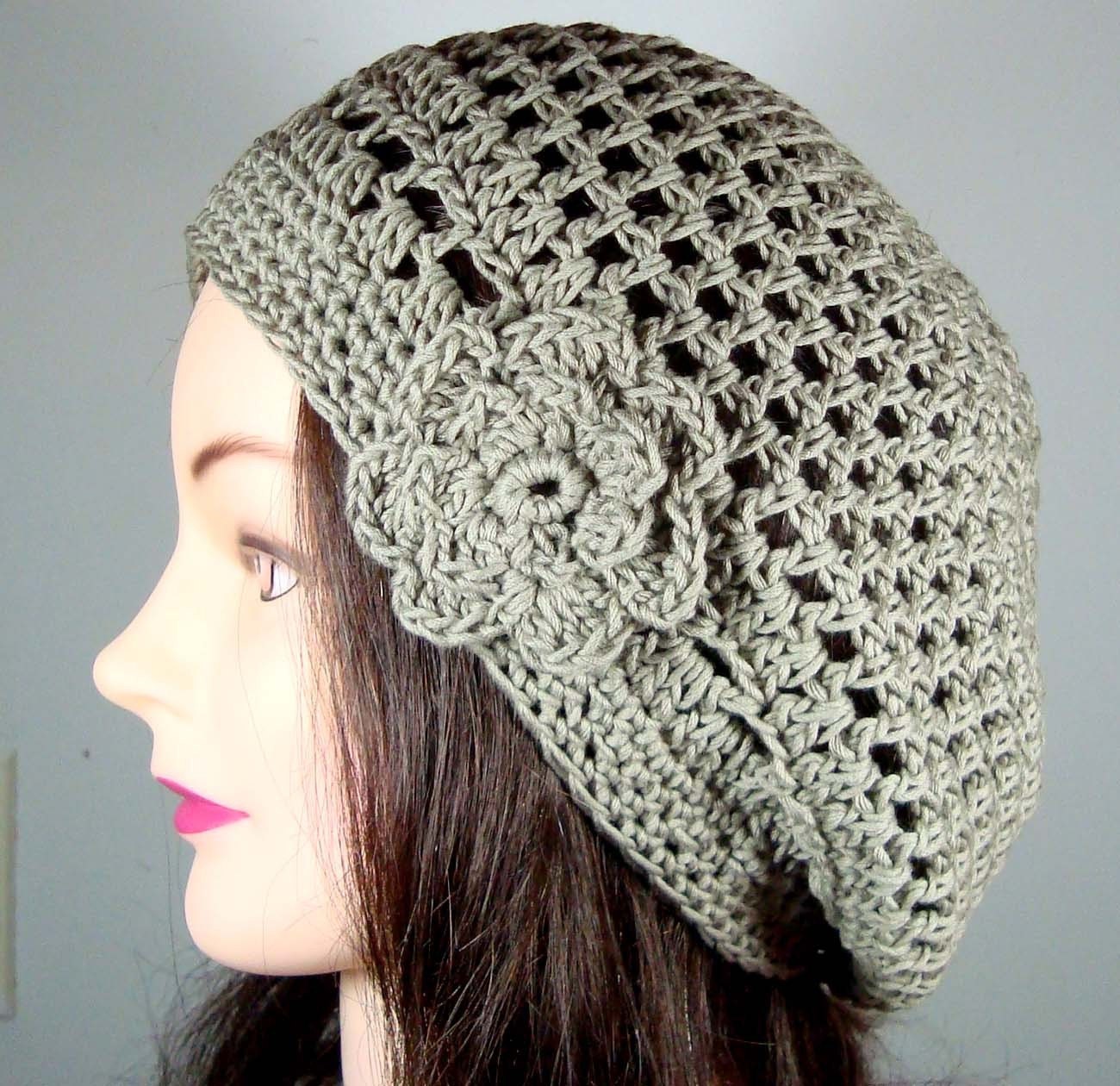 Organic Cotton Beret Hat Tam in Greyed Taupe