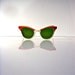 50s sunglasses - Mad Men beach chic - red/white cat eye with green lenses - like new vintage - Betty Draper chic