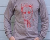 Hockey Mask Long Sleeve T-Shirt, Organic American Apparel T with Water Based Ink