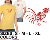 Rooster T-Shirt, Organic American Apparel T with Water Based Ink