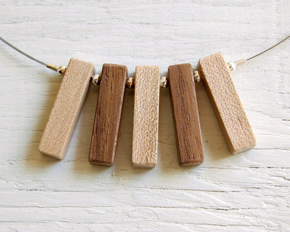 SALE // Wood Necklace // Fringe no7 // Reclaimed Maple and Walnut Beads // One of a Kind