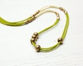 Beaded Necklace // Olive Green and Brass // Flow no1