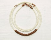 Everyday Necklace Beaded // Bone White and Copper