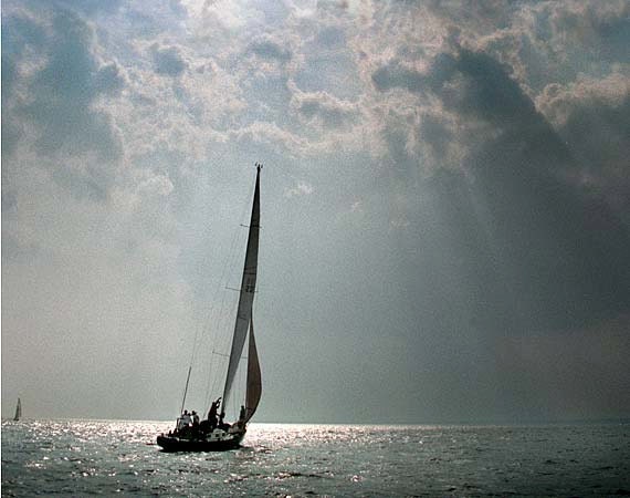 Sailing Sunset, Sailboat Art Print Setting Sun Boat