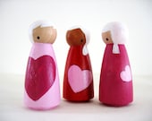 Handmade peg dolls  ...   ( wooden ) sweet heart tarts