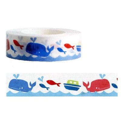 Funtape Masking Tape - Whale & Fish - Japanese