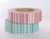 mt Washi Masking Tape - Red & Green Stitches - Set 2