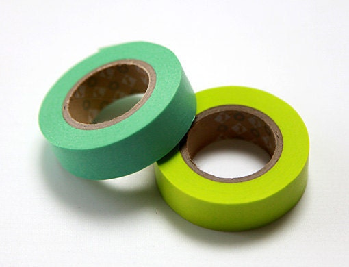 mt Washi Masking Tape - Mint & Lime Green - Set 2