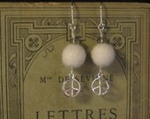 Winter Peace - White Felt and Silver Earrings
