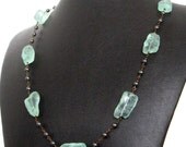 Aqua Ice Rock and Black Pearl Necklace