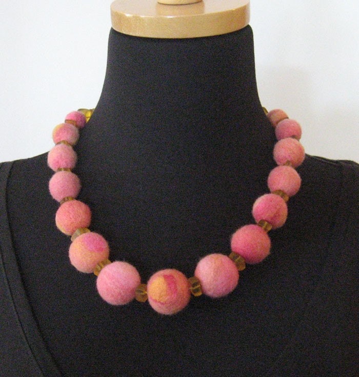 Necklace - Locally Grown Wool and Sea Glass
