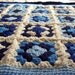 Crochet Baby Blanket... Granny Squares... Vintage Style Baby Blankie in Ivory Cream / Baby Blue / Cornflower Blue / Navy Blue
