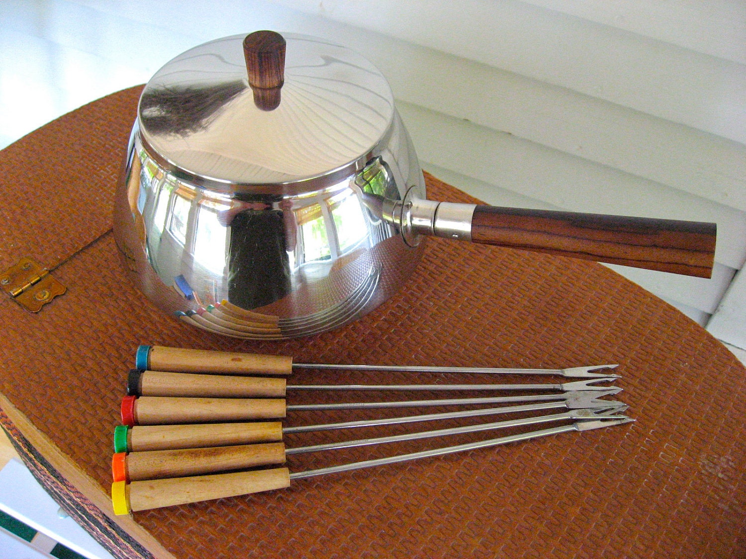 Stainless Steel Fondue Pot and Fork Set