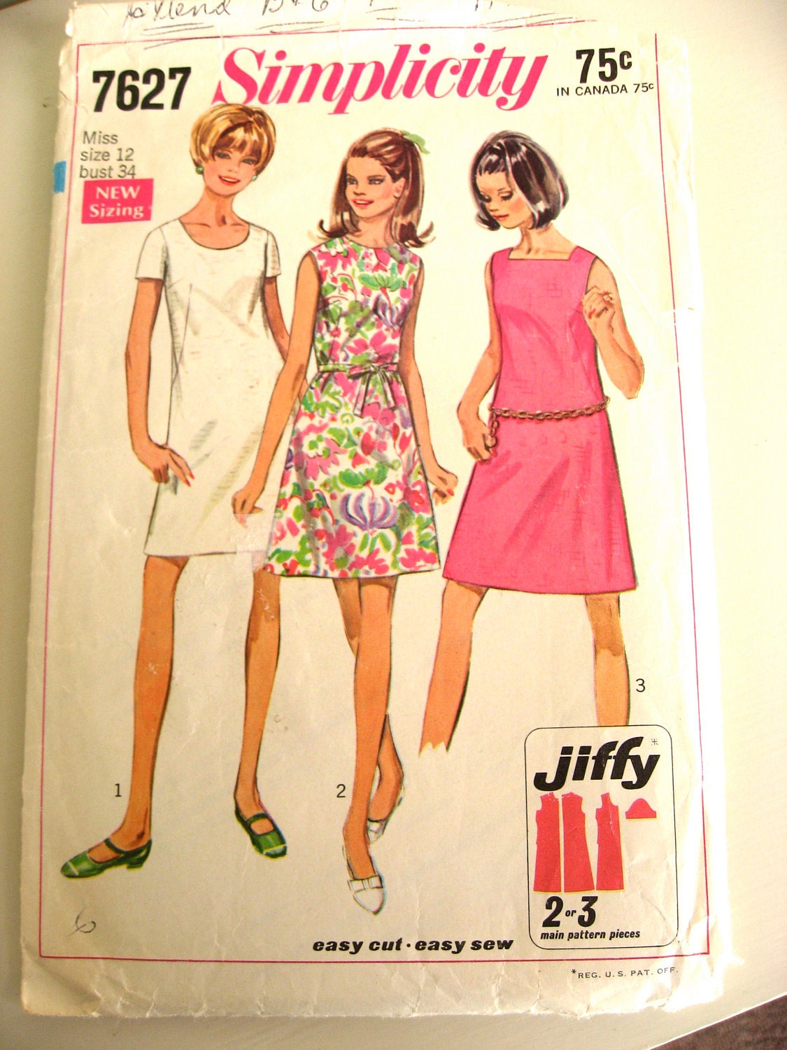 Simplicity 7627 - Misses Jiffy A-Line Dress - Size 12