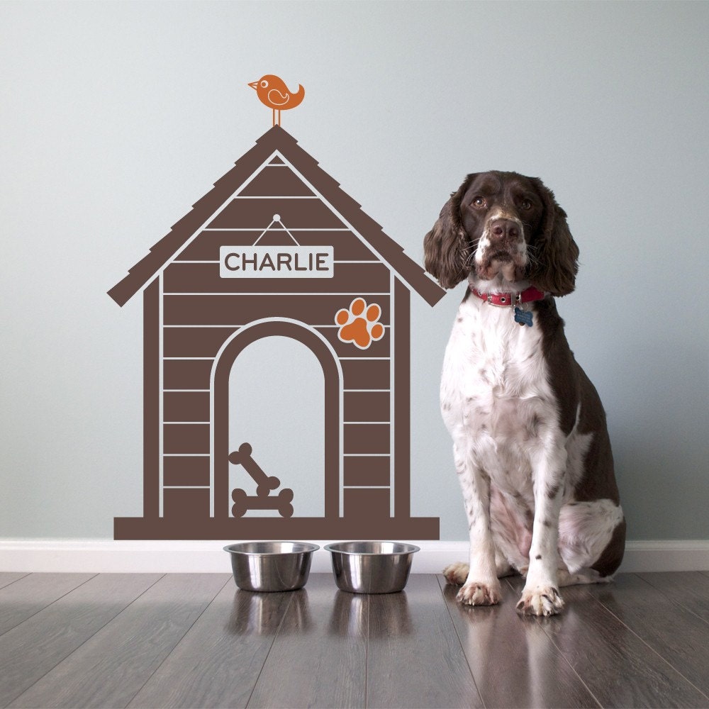 Modern Dog House Indoor: Custom Wall Decal Size Medium