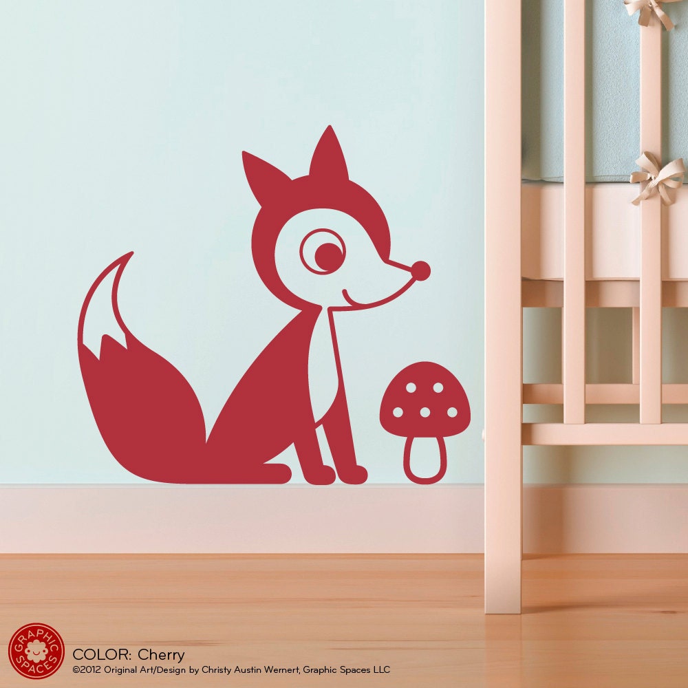 Fox Wall Decal Sticker Woodland Baby Nursery Kids Children