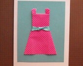 hot pink origami dress notecard