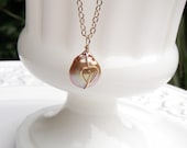 Coin Pearl, Goldfilled Wire Heart Wrapped Necklace   Drop of Gold