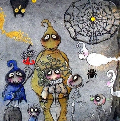 Creeping Round the Cemetery Halloween canvas paper print