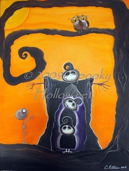 Big Guy Grimmy Grim Reaper 8 by 10 canvas print Halloween folk art