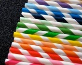 50 Assorted Striped Paper Straws and PDF Printable Party Flags