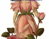 Pink Rose Fairy ReproductionCotton Fabric Art Print 3X5" Applique