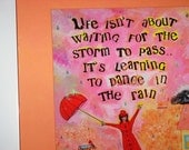 Digital Art Print Motivational Quote Rain Typography Inspirational Art