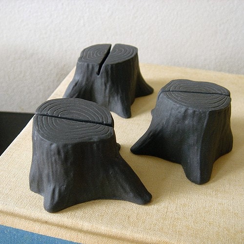 Tree stump card holders - set of 4 - Black