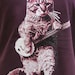 banjo shirt - cat shirt - vintage design BANJO CAT t-shirt - women's plum v-neck vintage t-shirt